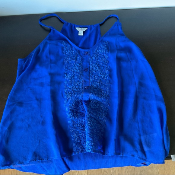 Guess Royal blue sheer tank top - Picture 1 of 4